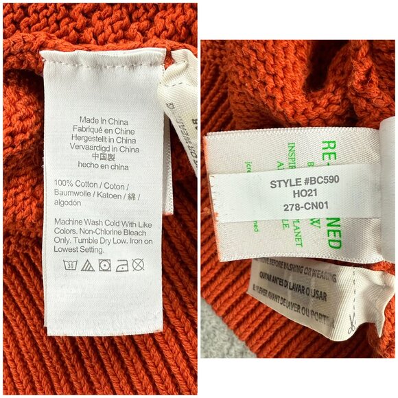 J Crew Sweater Mens Small S Orange Combination Guernsey Stitch Knit Sweatshirt - Picture 7 of 9